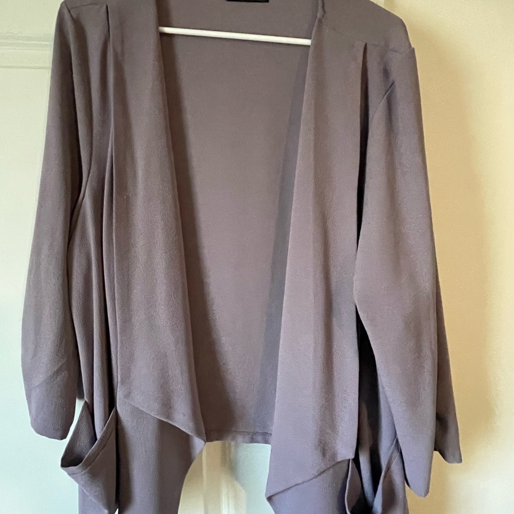 Maurices Lilac Blazer with Open Front and Waterfall Hem